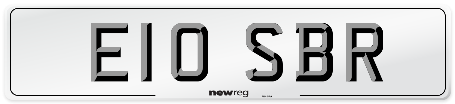 E10 SBR Number Plate from New Reg